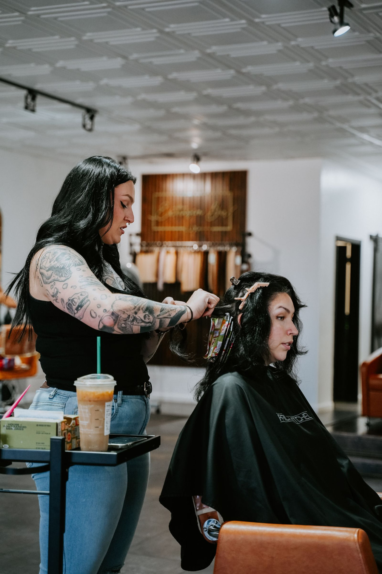 Custom hair color applied section by section at Blur. Salon in Oklahoma City