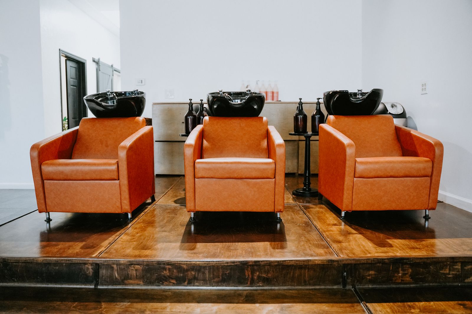 Shampoo and wash stations at Blur. Salon + Extension Bar in Oklahoma City